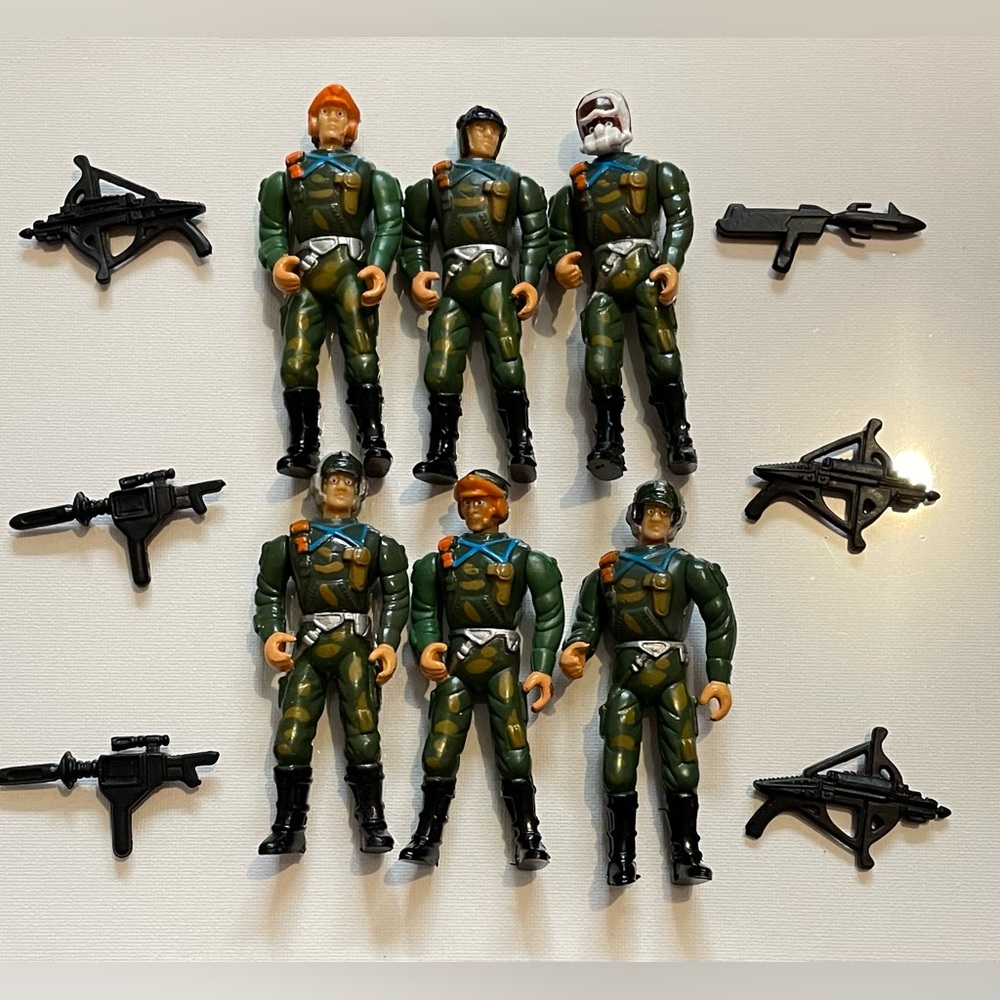 6 Desert Defender Action Figures (SGI, Sungold MFG. CO) 1980s. 4” G.I Joe Toys
